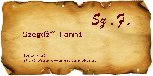 Szegő Fanni névjegykártya